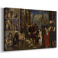 Canvas art print featuring a dramatic Renaissance composition with multiple figures in architectural setting, displayed at an angle