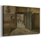 Canvas art print featuring an indoor scene with figures facing each other in simple room, displayed at an angle