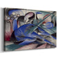 Canvas art print featuring an expressionist animal resting within stylized environment, displayed at an angle