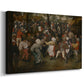 Canvas art print featuring a rustic and lively dance scene, displayed at an angle