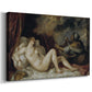 Canvas art print featuring a Renaissance figure study of Danaë with soft drapery and rich color, displayed at an angle