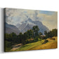Canvas art print featuring an expansive mountain scene with rugged terrain, displayed at an angle