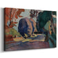 Canvas art print featuring an expressive park scene with foliage and resting figure, displayed at an angle