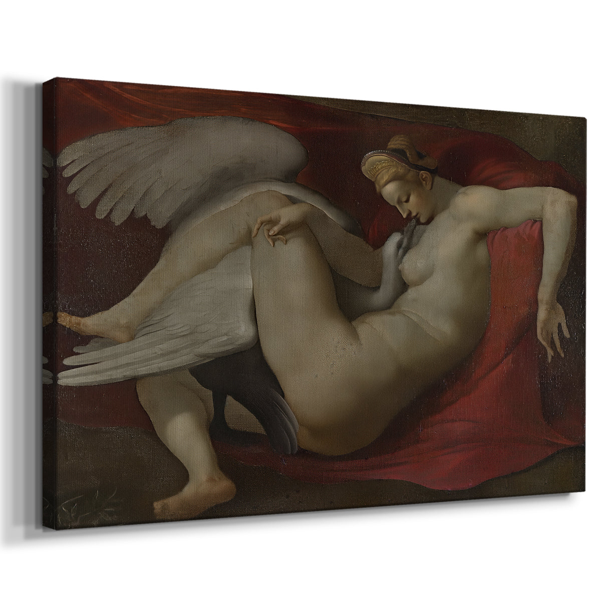 Canvas art print featuring a classical composition of mythological subject, displayed at an angle