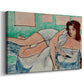 Canvas art print featuring an expressive interior with a reclining woman on a patterned surface, displayed at an angle