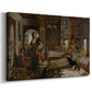 Canvas art print featuring a detailed cultural interior with ornate decor and textiles, displayed at an angle