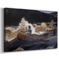 Canvas art print featuring an action scene with vessel moving through rushing water, displayed at an angle