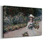 Canvas art print featuring an impressionist garden scene with child among greenery and blossoms, displayed at an angle