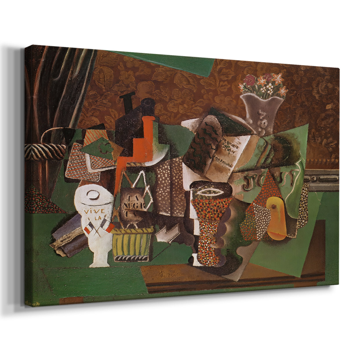 Canvas art print featuring a cubist composition with layered forms, displayed at an angle