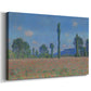 Canvas art print featuring an impressionist landscape of blooming poppies in countryside, displayed at an angle