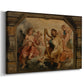 Canvas art print featuring a biblical music scene and gathered figures, displayed at an angle