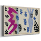 Canvas art print featuring a modernist collage with angular forms implying performance, displayed at an angle