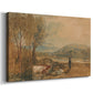 Canvas art print featuring an architectural landmark in rural terrain, displayed at an angle