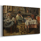 Canvas art print featuring a domestic dining scene with figures gathered indoors, displayed at an angle