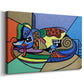 Canvas art print featuring a cubist-inspired canine figure, displayed at an angle