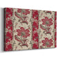 Canvas art print featuring an ornamental textile design with flowers arranged in structured clusters, displayed at an angle