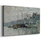 Canvas art print featuring an impressionist cityscape of canal with ships and architecture, displayed at an angle