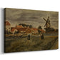 Canvas art print featuring an agricultural setting with figures engaged in harvest activity, displayed at an angle