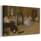 Canvas art print featuring a rehearsal scene with ballerinas in tutus arranged in studio, displayed at an angle
