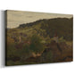 Canvas art print featuring a panoramic countryside with rolling terrain and trees, displayed at an angle