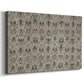 Canvas art print featuring a decorative fabric design with evenly spaced botanical motifs, displayed at an angle