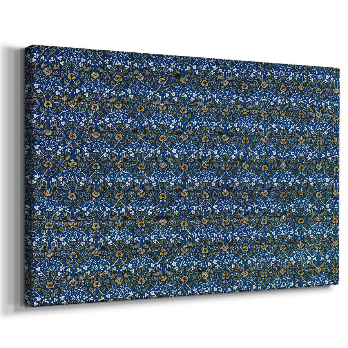 Canvas art print featuring a decorative design with fine-scale botanical elements in grid-like arrangement, displayed at an angle