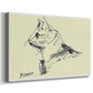 Canvas art print featuring a sketch-style feline depiction, displayed at an angle