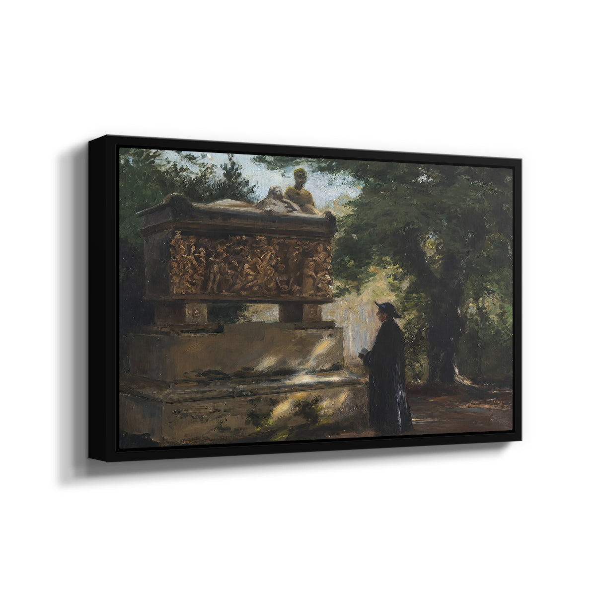 A Catholic Priest in Front of a Sarcophagus, c. 1857 - Floater Framed Canvas Print