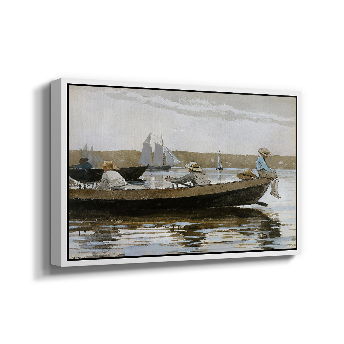 Boys in a Dory, 1873 - Floater Framed Canvas Print