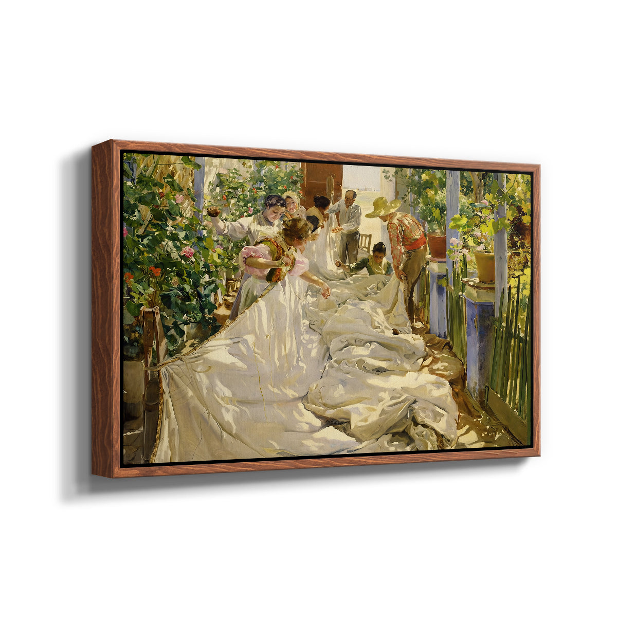Sewing the Sail, 1896 - Floater Framed Canvas Print