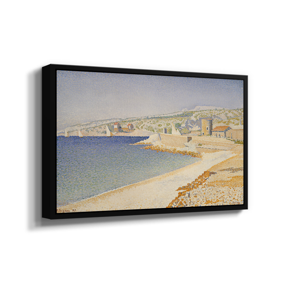 The Jetty at Cassis, Opus 198, 1889 - Floater Framed Canvas Print