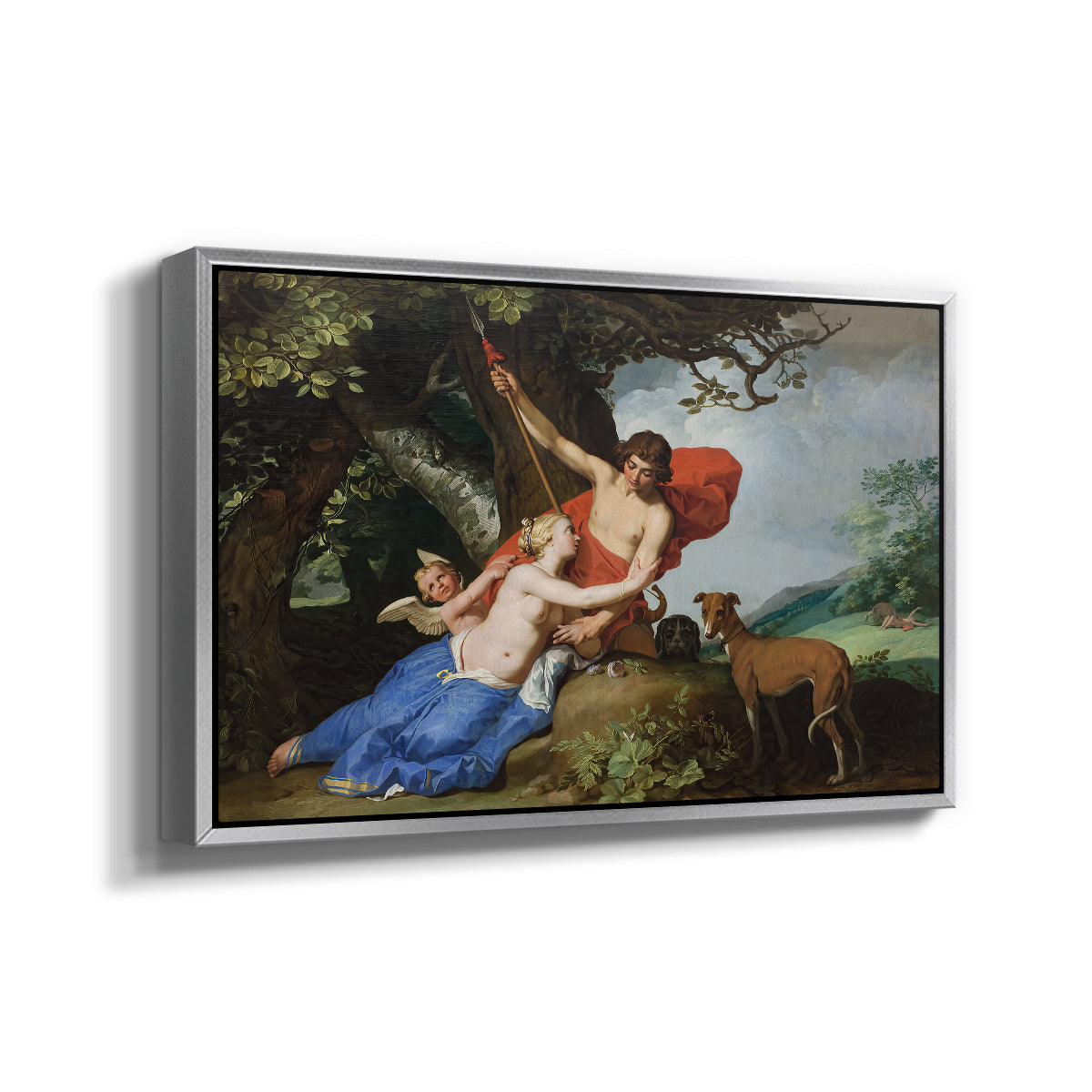 Venus and Adonis, 1632 - Floater Framed Canvas Print