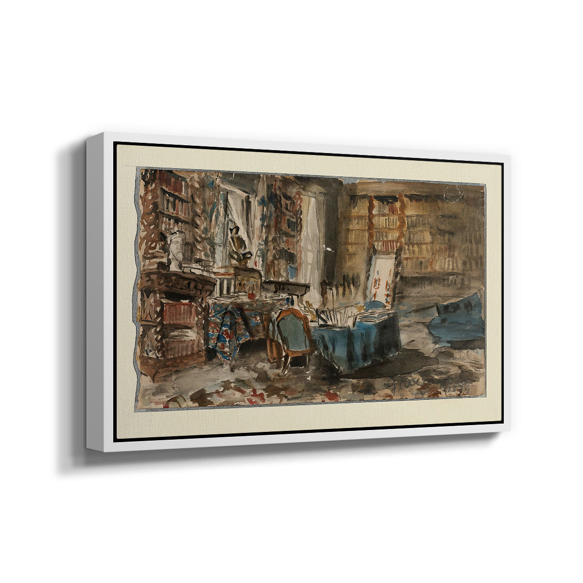Cabinet de Flaubert à Croisset, 1874 - Floater Framed Canvas Print