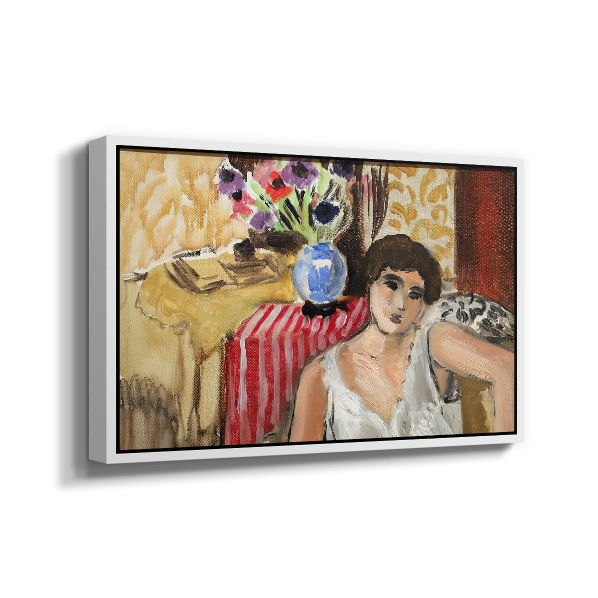 Woman Seated in an Armchair, c. 1920 - Floater Framed Canvas Print