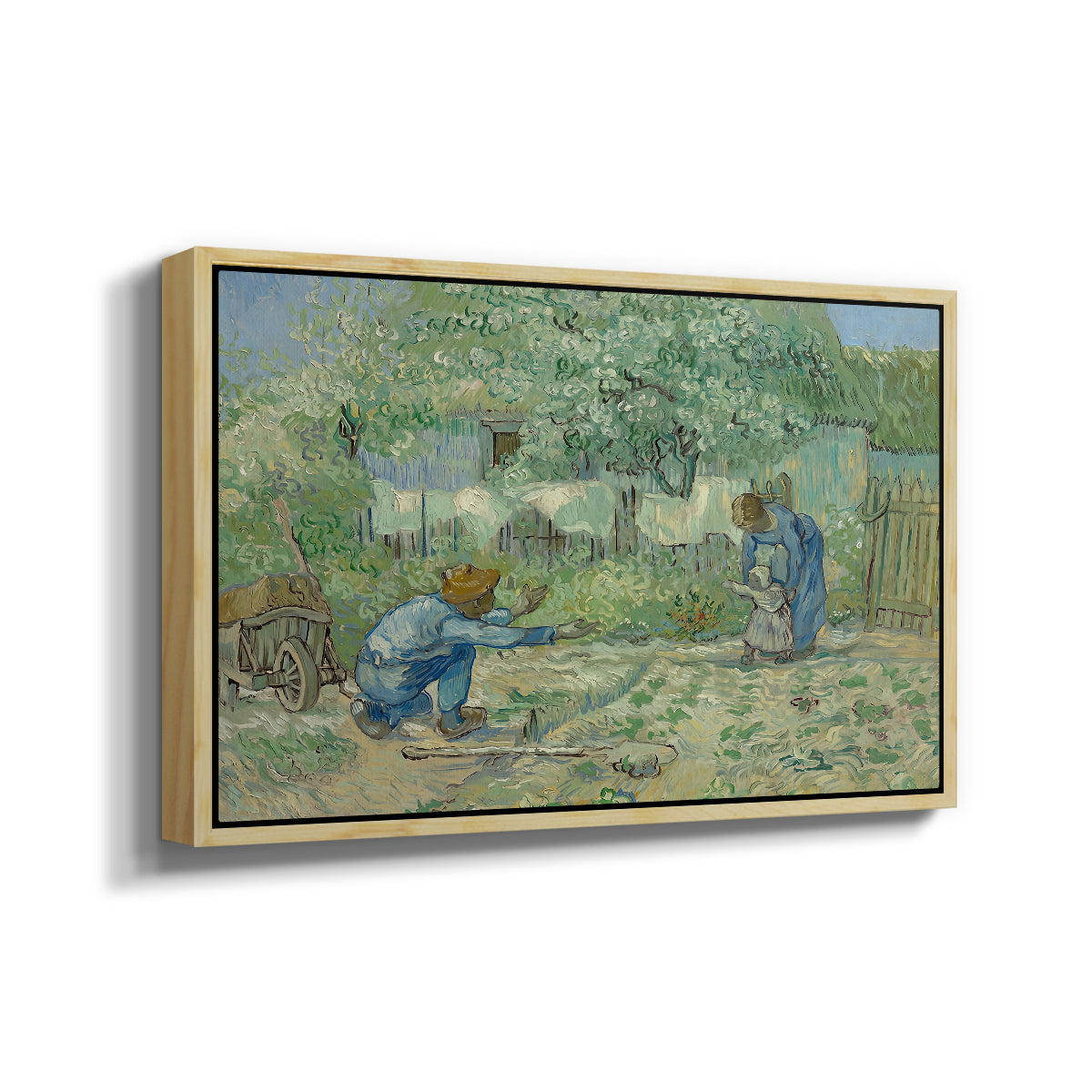 First Steps after Millet, 1890 - Floater Framed Canvas Print