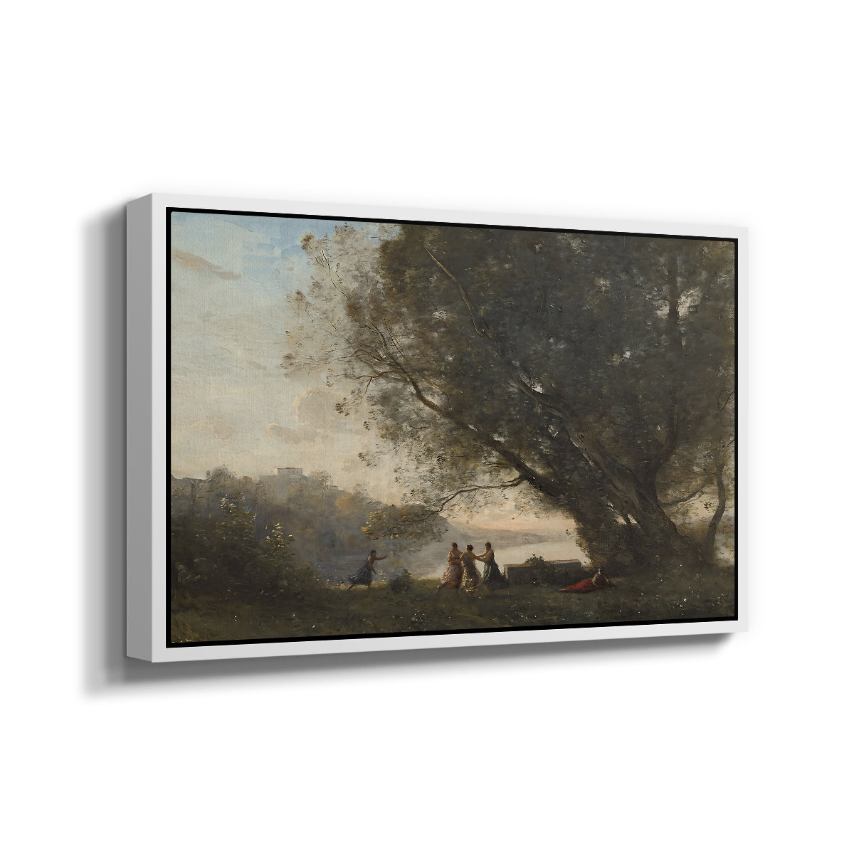 Dance Under the Trees at the Edge of the Lake, c. 1865-1870 - Floater Framed Canvas Print