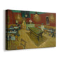 Canvas art print featuring a nighttime interior scene with glowing lights and strong perspective, displayed at an angle