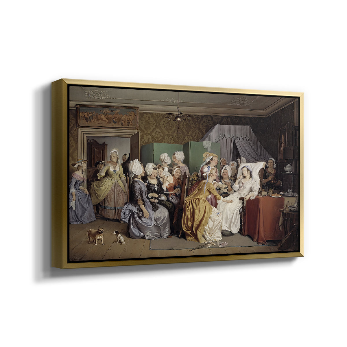 The Maternity Room (Scene from "Barselstuen"), 1845 - Floater Framed Canvas Print