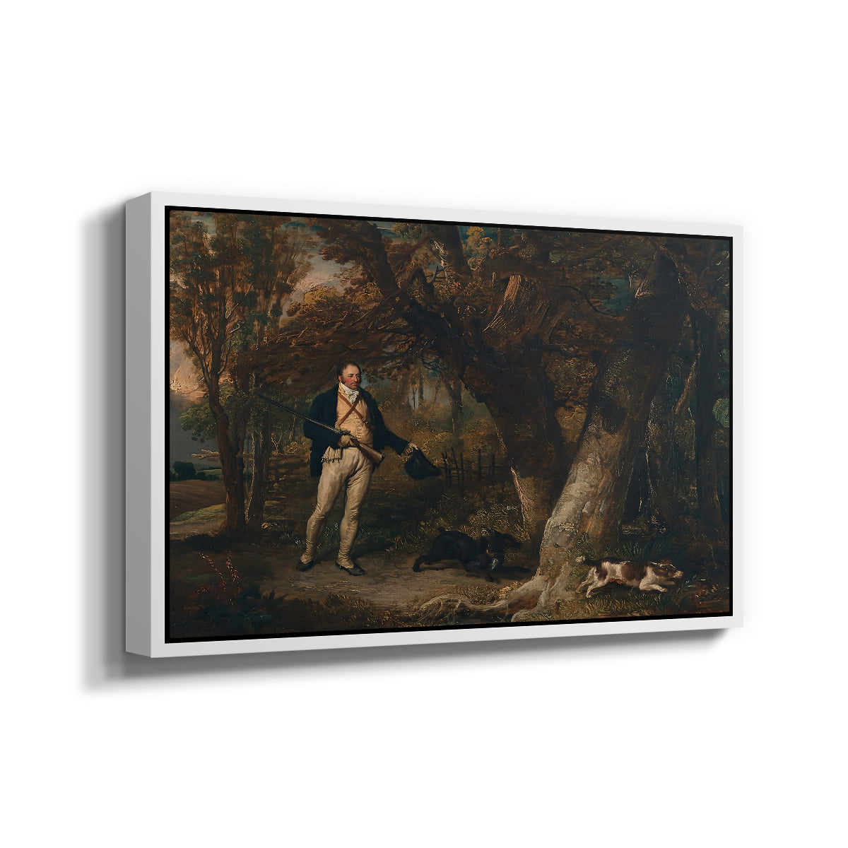 The Reverend Thomas Levett and Favourite Dogs, Cock-Shooting, 1811 - Floater Framed Canvas Print
