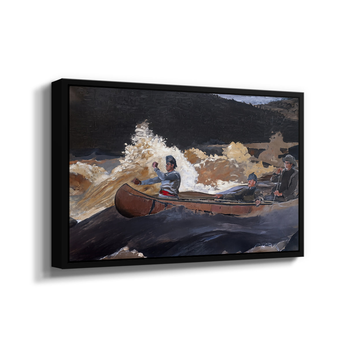 Shooting the Rapids, Saguenay River, 1905-1910 - Floater Framed Canvas Print