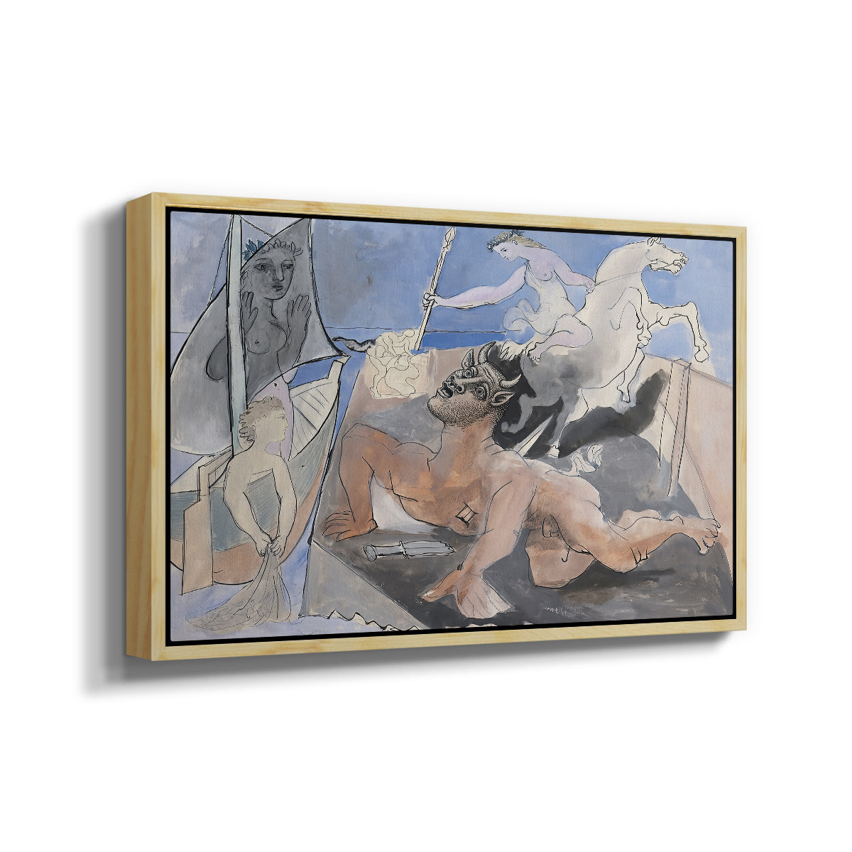 Composition with Minotaur, 1936 - Floater Framed Canvas Print