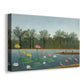 Canvas art print featuring an exotic wetland scene with birds and reflective water, displayed at an angle