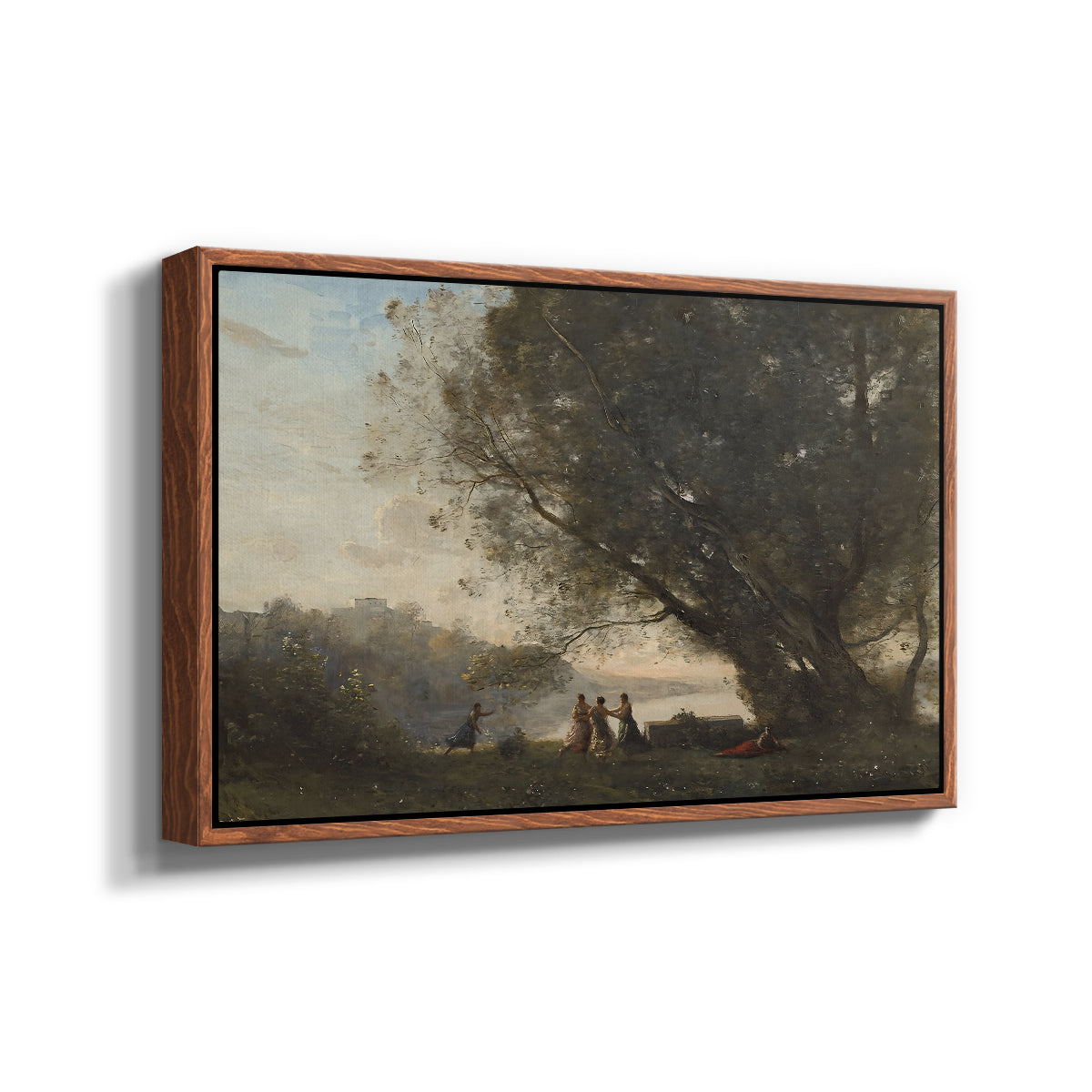 Dance Under the Trees at the Edge of the Lake, c. 1865-1870 - Floater Framed Canvas Print