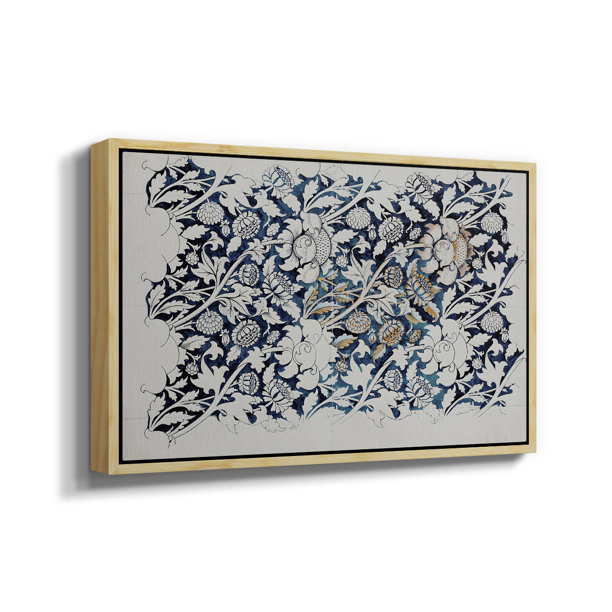 Watercolour for Printed Fabric Design: Wey, c. 1882-1883 - Floater Framed Canvas Print
