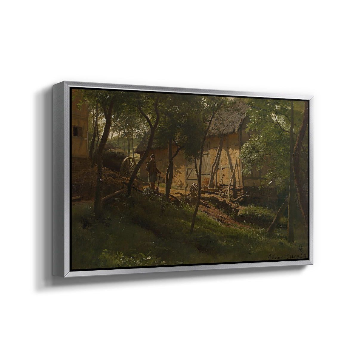 German Farm, 1859 - Floater Framed Canvas Print