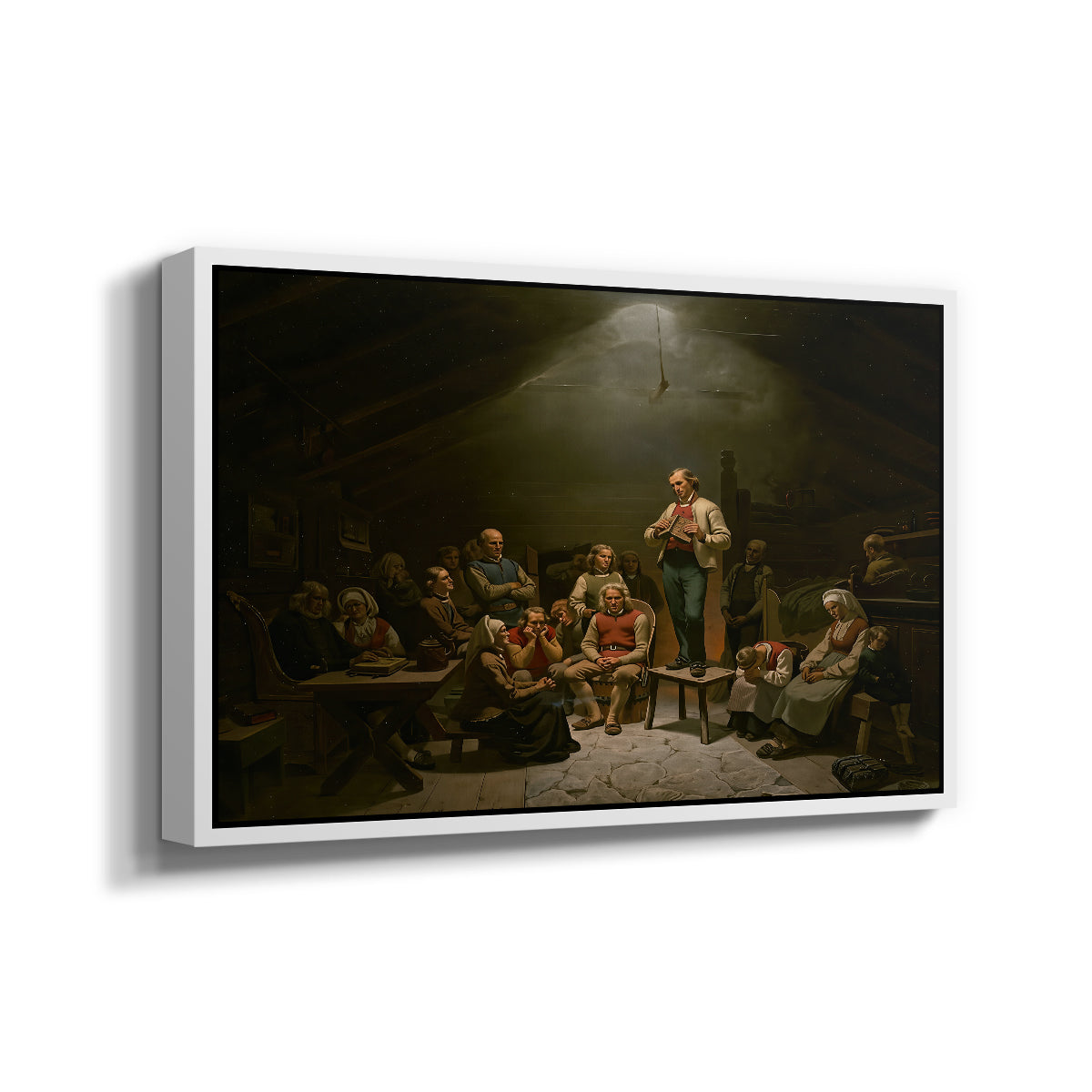 Low Church Devotion (Haugianerne), 1848 - Floater Framed Canvas Print