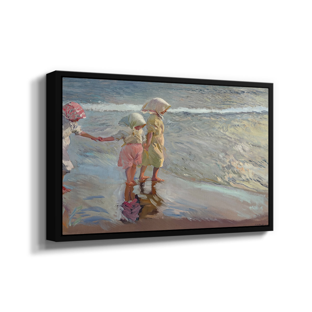 The Three Sisters on the Beach, 1908 - Floater Framed Canvas Print