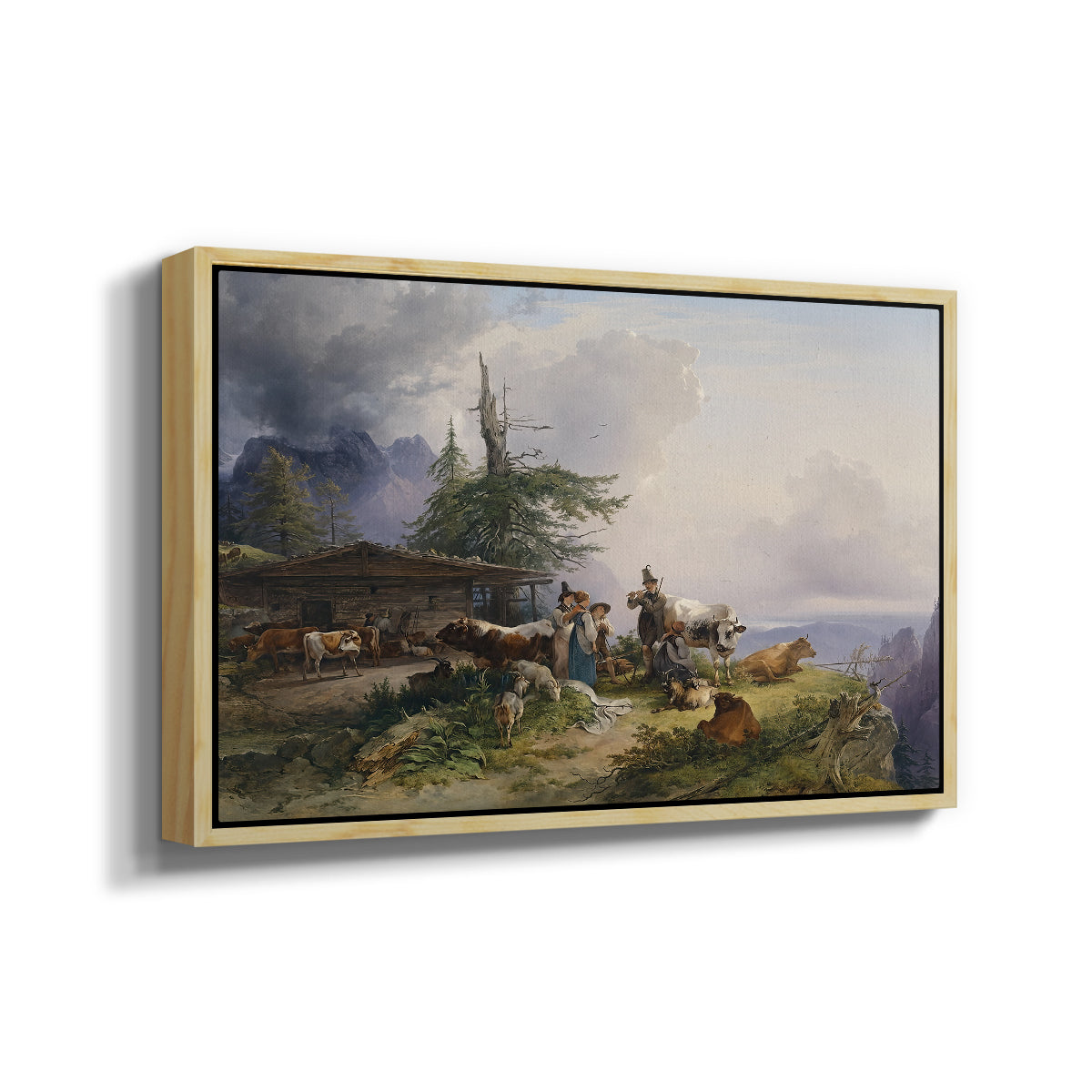 An Alpine Farm on the Untersberg, 1835 - Floater Framed Canvas Print