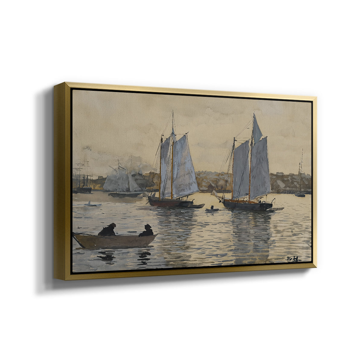 Two Schooners, Gloucester, c. 1880 - Floater Framed Canvas Print