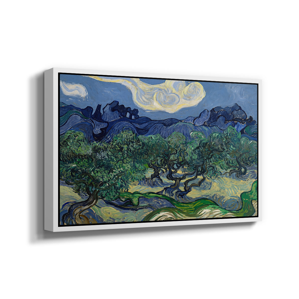 Olive Trees with the Alpilles in the Background, 1889 - Floater Framed Canvas Print